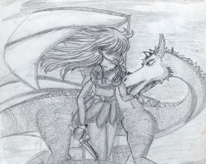 Featured listing image: Manga postcard # 3 – Dragon Brother – artist Verena Heß