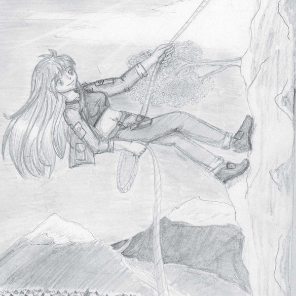 Manga-Postkarte # 4 – Bergsteigerin – Künstlerin Verena Heß