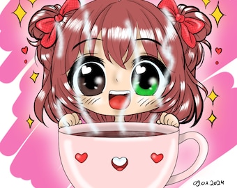 Valentine's Special: Handmade Chibi Stickers! Customizable, Easy Peel, Durable Vinyl. Ideal for anime fans!