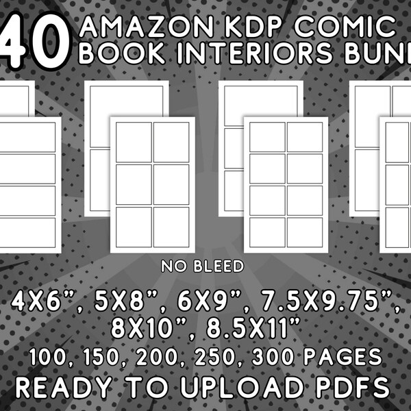 240 Comic Book Amazon KDP Interiors Bundle, kdp notebook interiors, kdp notebook journal, kdp book, 4x6 5x8 6x9 7.5x9.75 8x10 8.5x11