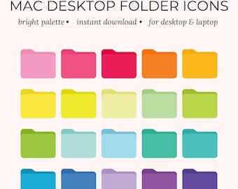 Mac Folder Icons | Customisable Icons for Mac Desktops & Laptops | Bright Colour Icons | Digital Folders Personalization and Organisation