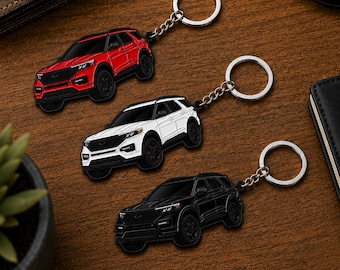 Metal Keychain compatible with Ford Explorer Accessories Key Chain ST XLT Tremor SUV Car Mods Accessory fob gift accessory mods
