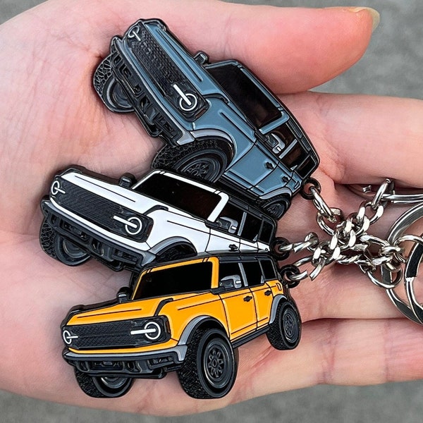 Bronco Keychain Accessories 4 door key chain Fob Cover Cool Mods compatible with Ford Bronco 2021 2022 2023 Toy Truck Key Chain