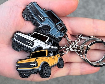 Accessori portachiavi Bronco, portachiavi a 4 porte, copri portachiavi compatibile con Ford Bronco 2021 2022 2023 2024 2025 2026, portachiavi a forma di camioncino giocattolo.