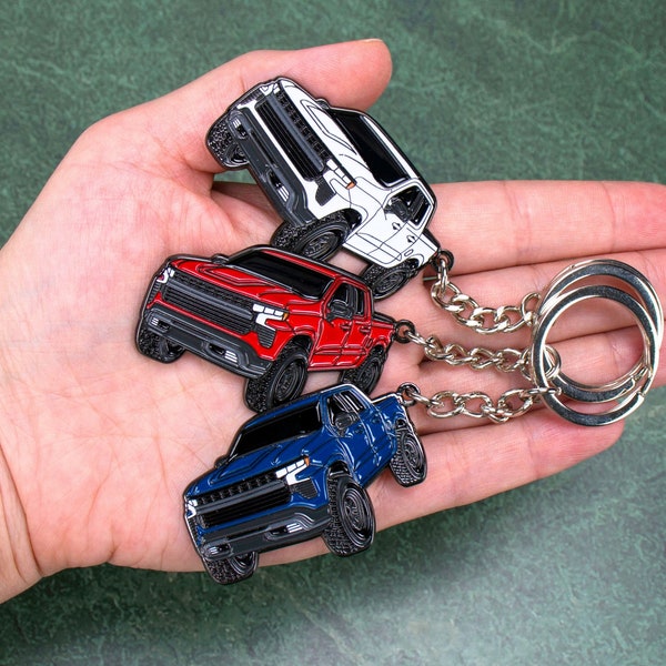 Chevy Keychain Compatible with Chevy Silverado 1500 Accessories - Toy Truck Gifts for Truck Owners Men Key Fob