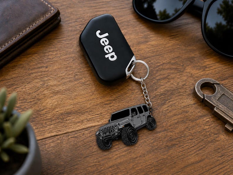 Jeep Wrangler Keychain Officially Licensed - Jeep Accessories JL Key Chain JKU Fob Rubicon 2026 2025 2024 2023 2022 Mod Gift Ideas Men Women Granite