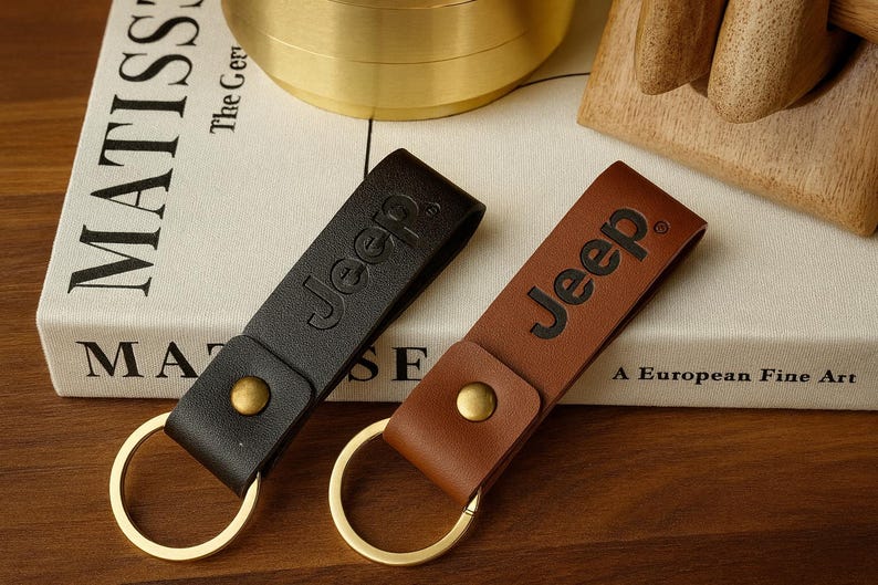 JEEP Keychain Genuine Leather - Officially Licensed Jeep Key Chain for ...