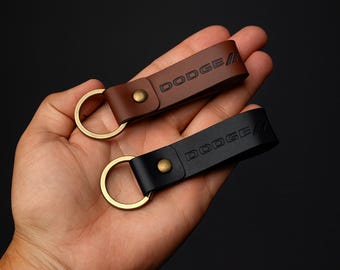 Dodge Keychain Genuine Leather - Officially Licensed Dodge Charger Ram 1500 Accessories Challenger Durango - Official Dodge Accessories