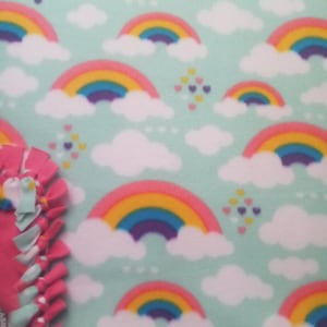 Rainbow Fleece Baby Blanket: Hand Tied, Double Thick, Cozy