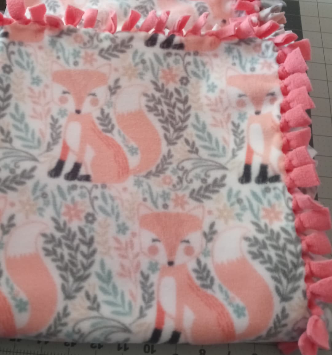 Hand Tied Blanket Plush Baby Blanket Coral Fox Blanket Double Thick