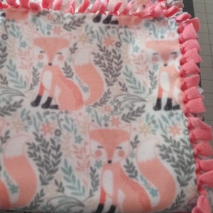 Hand Tied Blanket | Plush Baby Blanket | Coral Fox Blanket | Double Thick Fleece | Fleece Baby Blanket | Tie Blanket | No Sew Baby Blanket