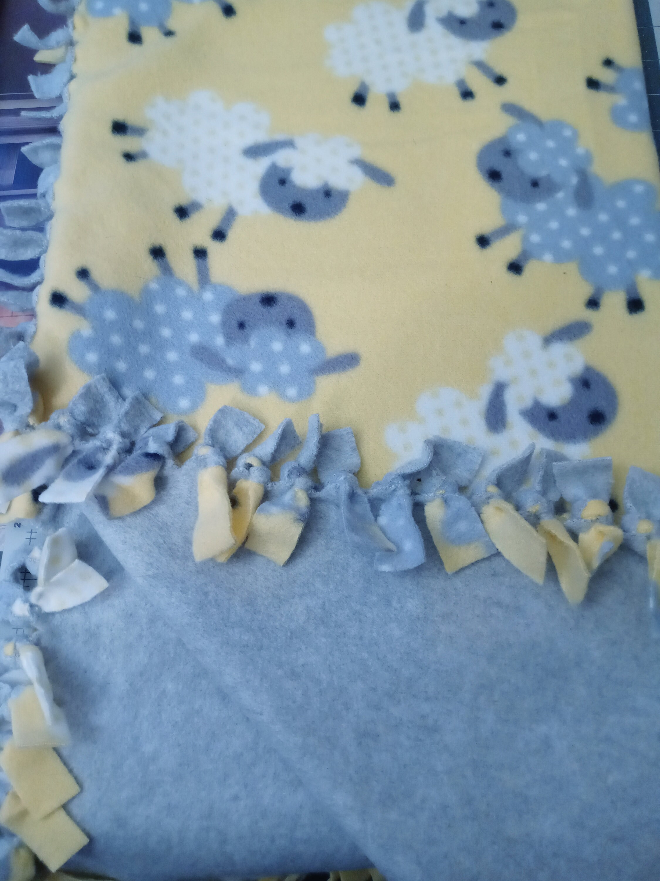 Fleece Baby Blanket Hand Tied Blanket No Sew Tie Blanket Sheep Fabric Cozy Double Thick Fleece