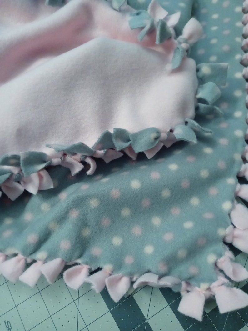 Pink Dot Baby Blanket Light Pink Dots Hand Tied Fleece Baby Cuddly