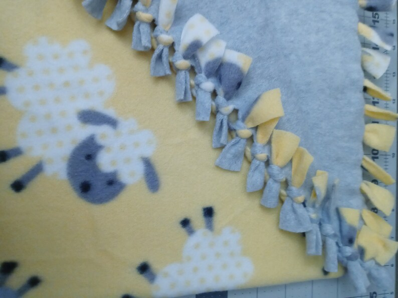 Fleece Baby Blanket Hand Tied Blanket No Sew Tie Blanket Sheep Fabric Cozy Double Thick Fleece