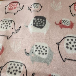 Elephant Fleece Baby Blanket: Pink & Gray, Double Thick, Hand Tied
