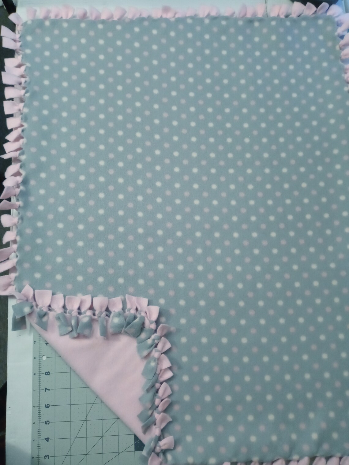 Pink Dot Baby Blanket Light Pink Dots Hand Tied Fleece Baby Cuddly