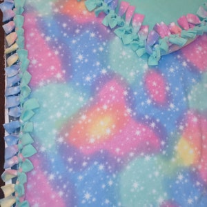 Hand Tied Blanket | Plush Baby Fabric | Cotton Candy | Stars Blanket | Double Thick Fleece | Fleece Baby Blanket | Tie Blanket