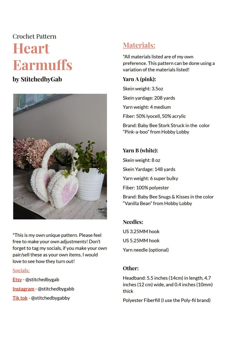 Heart Earmuffs Crochet Pattern Etsy