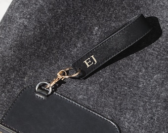 Personalised PU Leather Wristlet Keychain, Custom Initials Keyring, New Car Gift