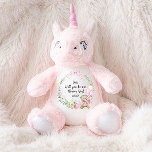 Personalised Plush Toy for Flower Girl, Personalised Gift for Baby Girl, Cute Stuffed Animal, Charming Gift for Baby Girl, Custom Soft Toy