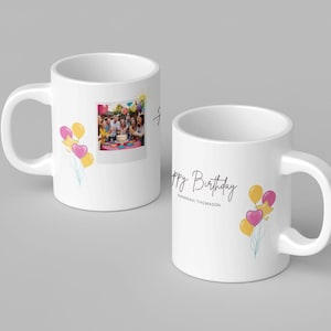 Mug personnalisé en céramique avec photo et célébration, Mug à café personnalisé avec photo et texte, Cadeau d&#39;anniversaire pour un proche, Mug photo personnalisé