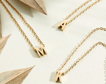 18k Gold Plated Initial Necklace, Personalised Letter Pendant, Minimalist Charm