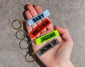 Custom UK Style Registration Plate Keyring, Personalised Mini Number Plate Accessory