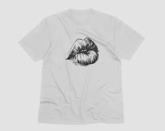 Läppar kyss alla hjärtans dag t-shirt, unisex par-t-shirt