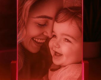 Personalised Photo Plaque with LED Base, Custom Keepsake Gift (USB Powered)