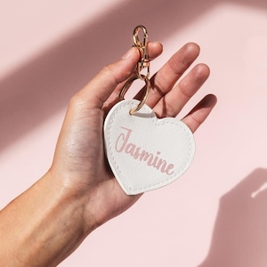 Customized Heart PU Leather Keychain, Personalised Heart Keyring, Faux Leather Love Heart Key Fob, Custom Heart Keyring Gift for Car Lovers