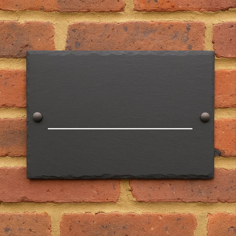 Personalised Natural Slate Plaque with Split Address Design - in Blank Space