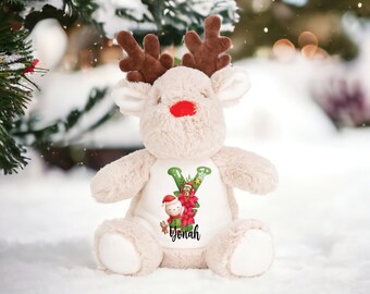 Personalised Reindeer Plush, Baby's First Christmas Gift