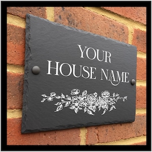 Personalised Natural Slate House Name Plaque, Custom House Address Plaque for Porch or Gate, Peronalised Rustic Home Name Sign for Entryway