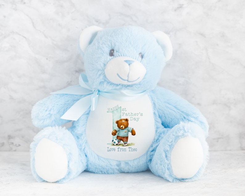 Personalised Teddy First Father's Day - Blue