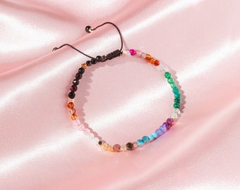 Naturlig ädelstens helande armband, justerbara kristallpärlor, positiv energi, andliga smycken