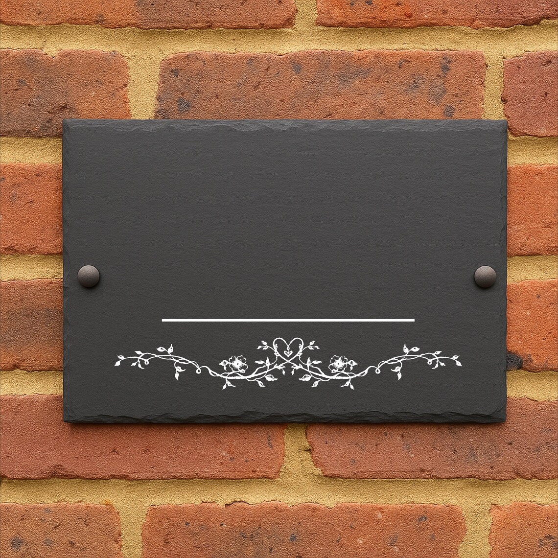 Personalised Natural Slate Plaque Address Heart Design - Blank Space
