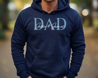 Moletom com capuz personalizado com nome bordado, design sobreposto, presente para o Dia dos Pais