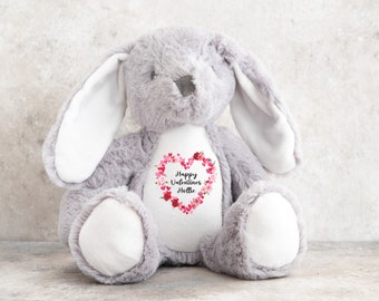 Personalised Valentines Teddy Bear, Valentines Gift, Personalised Plush Soft Toy, Your Name Teddy, Love Heart Teddy, Custom Message Teddy