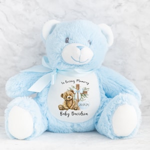 Personalisierter Teddybär zur Erinnerung an Babyverlust, In liebevoller Erinnerung Häschen, individuelles Baby-Andenken-Geschenk, Fehlgeburt-Totgeborenen-Denkmal-Andenken