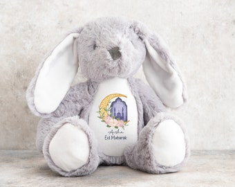 Lapin en peluche personnalisé Ma première fête de l'Aïd, cadeau enfant/bébé, peluche personnalisée, votre nom, filles garçons, Eid Mubarak, ramadan, cadeau