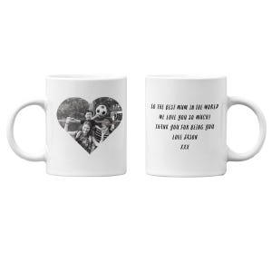 Custom Photo And Personalised Message Mug, Custom Text Ceramic Mug, Personalised Photo Coffee Mug, Custom Mug with Heart and Message Design
