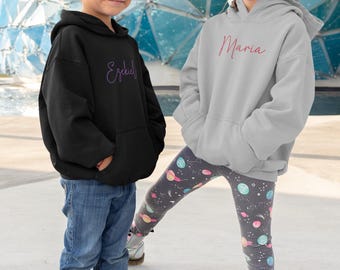 Personalised Kids Embroidered Hoodie: Personalised Name, Soft Cotton-Blend
