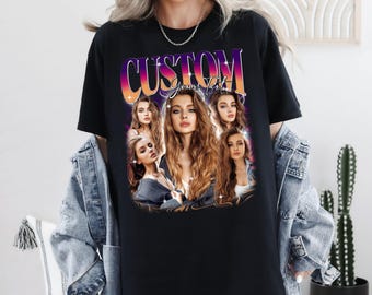 Custom Your Own Bootleg Rap Unisex T-Shirt, Personalised Rap Tee Shirt, Retro Vintage Graphic 90 Shirt, Custom Your Own Photo And Text Shirt