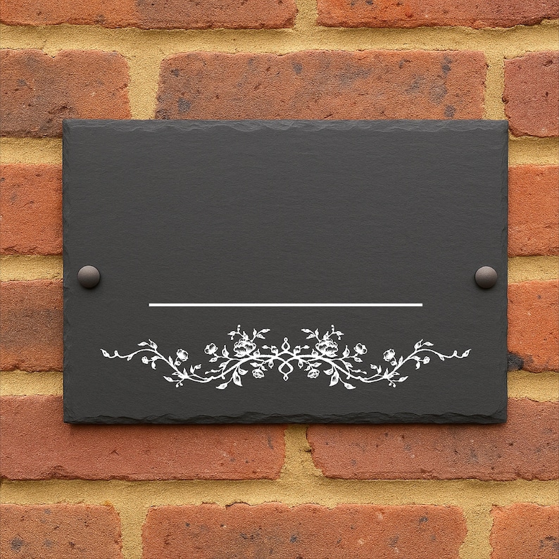 ersonalised Slate Address Plaque with Vine Design - in Blank Space