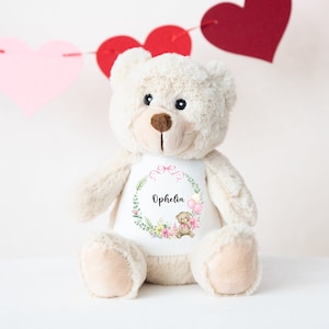 Personalised Teddy Bear, New Baby Gift, Personalised Plush Soft Toy, Your Name Teddy, Cuddly Toy, Girls and Boys Teddy Baby Shower Gift