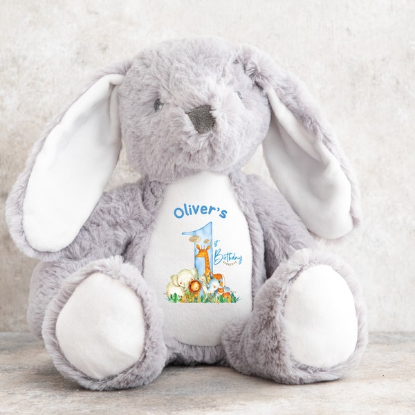 Personalised First Birthday Gift With Name Plush Toy Birthday Bunny Baby Girl Boy Gifts Babies Keepsake Teddy