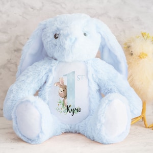 Personalised Bunny Toy for New Baby, Perfect Baby Shower Gift, Cuddly Gift for Girls and Boys, Custom Name And Year Plush Toy for Baby