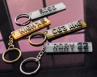 Custom Licence Plate Keychain, Personalised Number Plate Keychain, Mini Number Plate Key Ring, Name Plate Keychain, Custom Car Plate Keyring