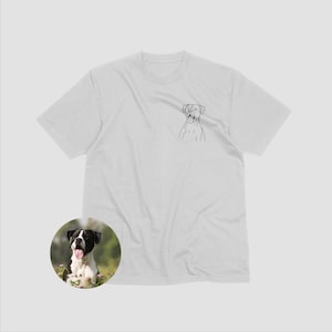 Custom Photo Outline Unisex T-Shirt, Custom Line Art Tee, Photo Outline Gift for Couple, Custom Portrait Outline T-Shirt, Pet Portrait Shirt