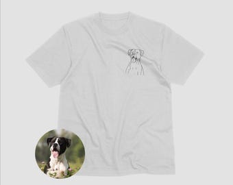 Custom Photo Outline Unisex T-Shirt, Custom Line Art Tee, Photo Outline Gift for Couple, Custom Portrait Outline T-Shirt, Pet Portrait Shirt
